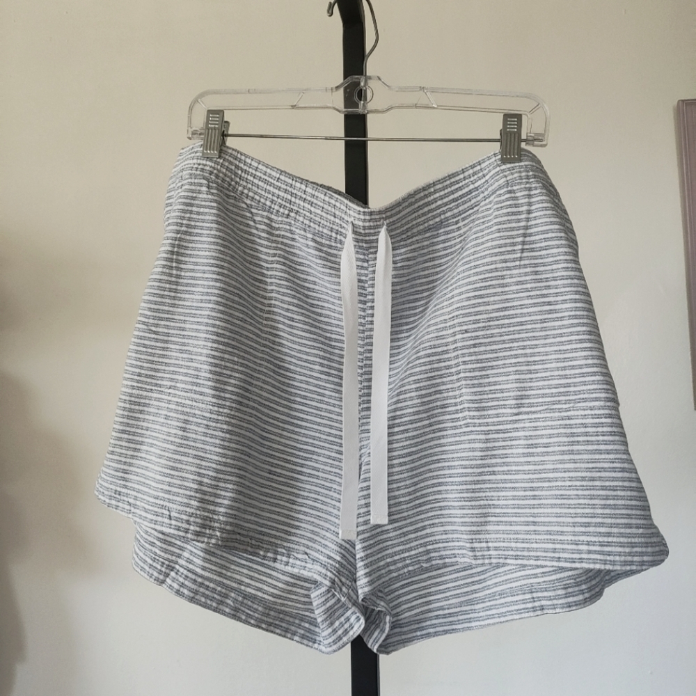 J.Crew Stripes Linen Cotton Blend Drawstring Shorts Size XXL Vacation Beach